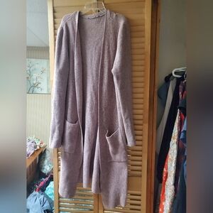 Women's Longline Ribbed Sweater Cardigan - Light Purple